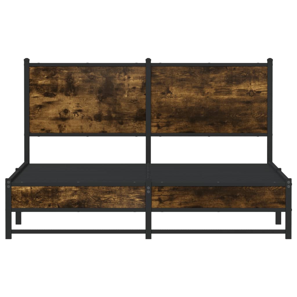 Sengeramme i metall uten madrass røkt eik 137x190 cm