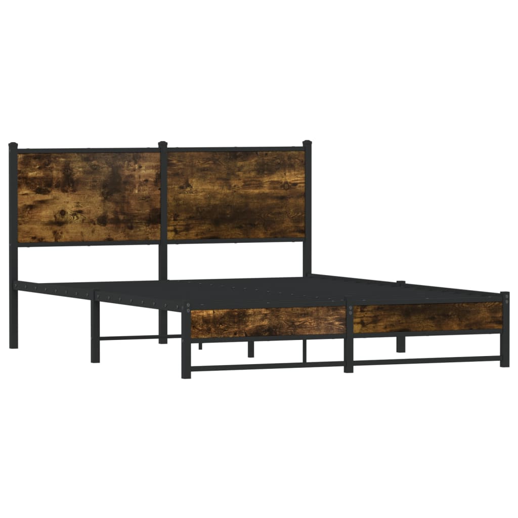 Sengeramme i metall uten madrass røkt eik 150x200 cm vidaXL