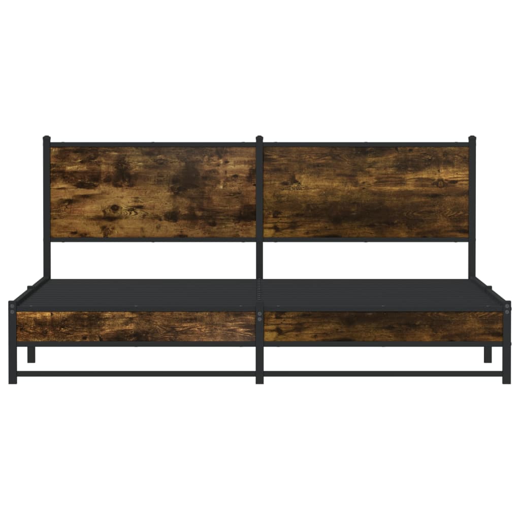Sengeramme i metall uten madrass røkt eik 160x200 cm