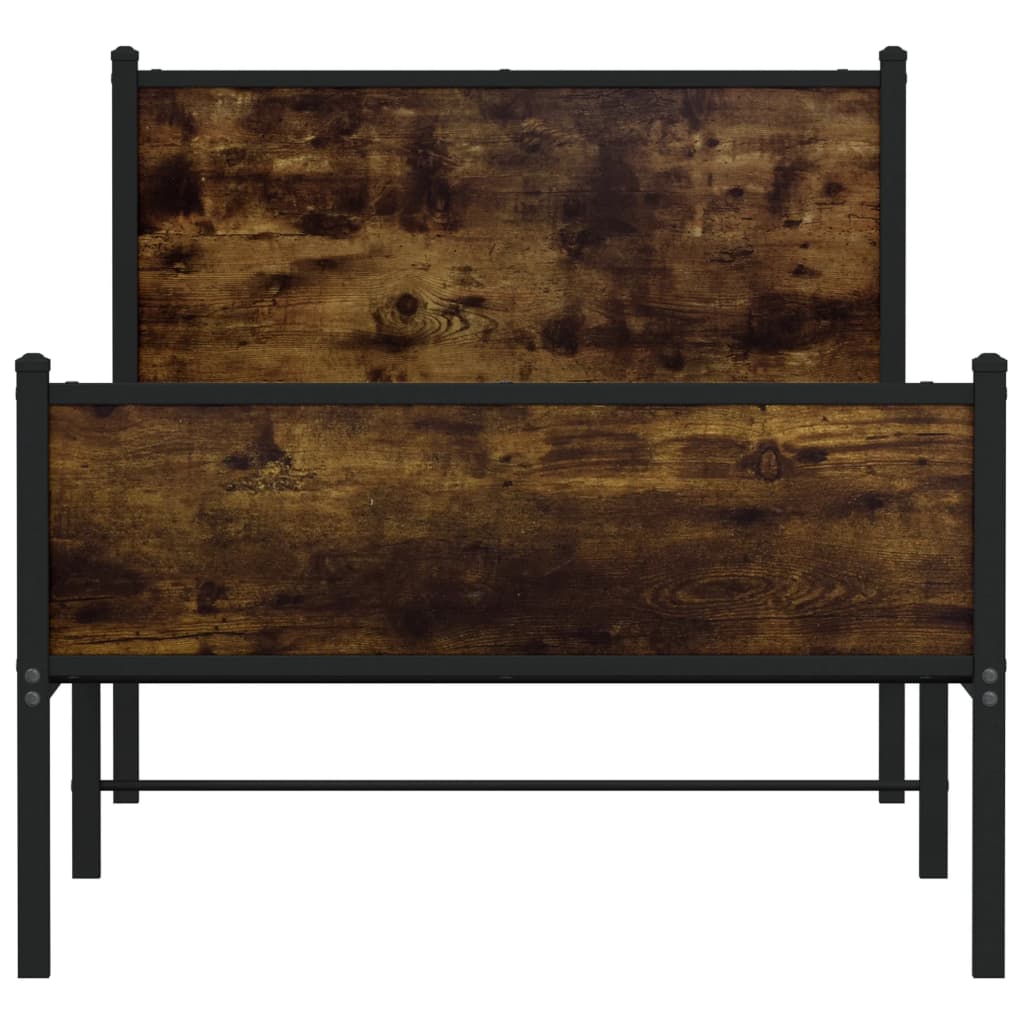 Sengeramme i metall uten madrass røkt eik 80x200 cm