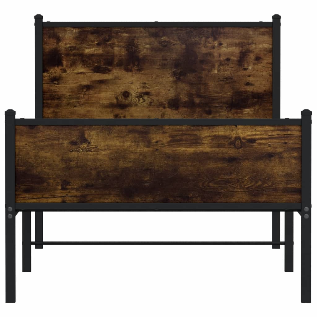 Sengeramme i metall uten madrass røkt eik 90x200 cm
