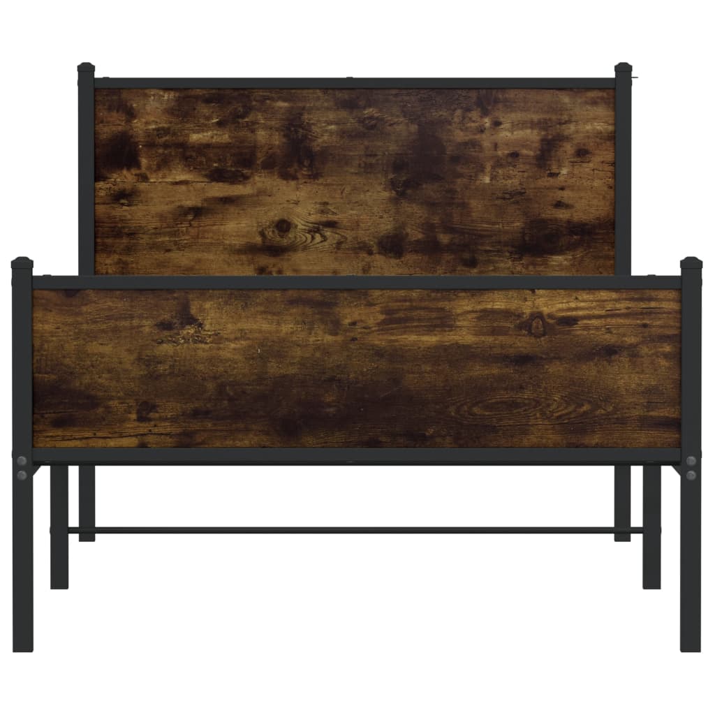 Sengeramme i metall uten madrass røkt eik 100x190 cm