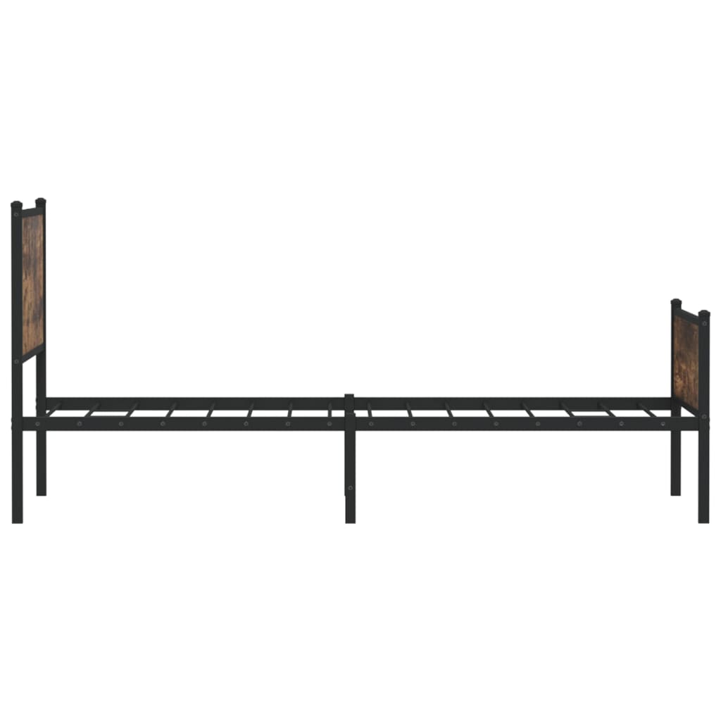 Sengeramme i metall uten madrass røkt eik 100x190 cm