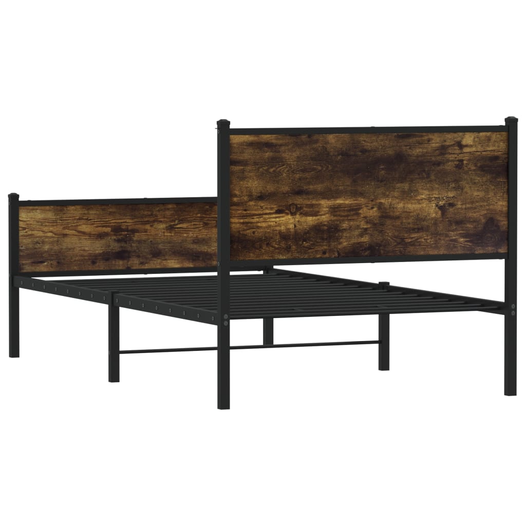 Sengeramme i metall uten madrass røkt eik 100x190 cm