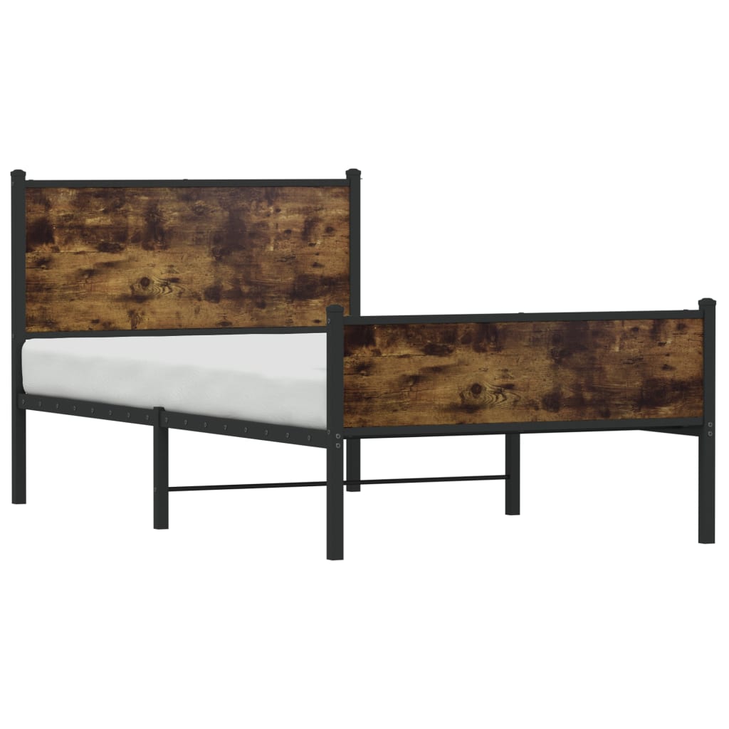 Sengeramme i metall uten madrass røkt eik 107x203 cm