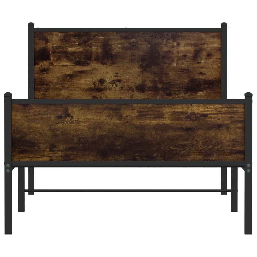 Sengeramme i metall uten madrass røkt eik 107x203 cm