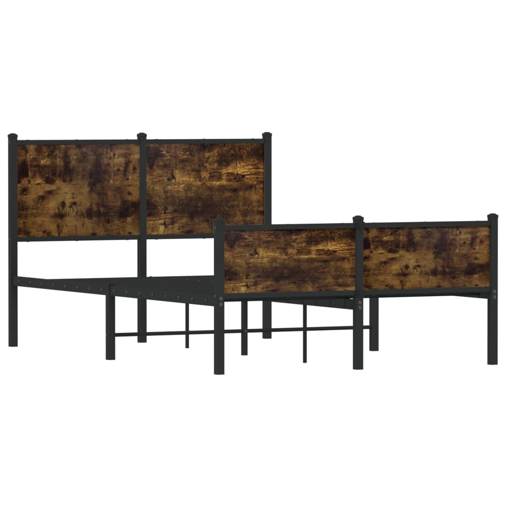 Sengeramme i metall uten madrass røkt eik 120x190 cm