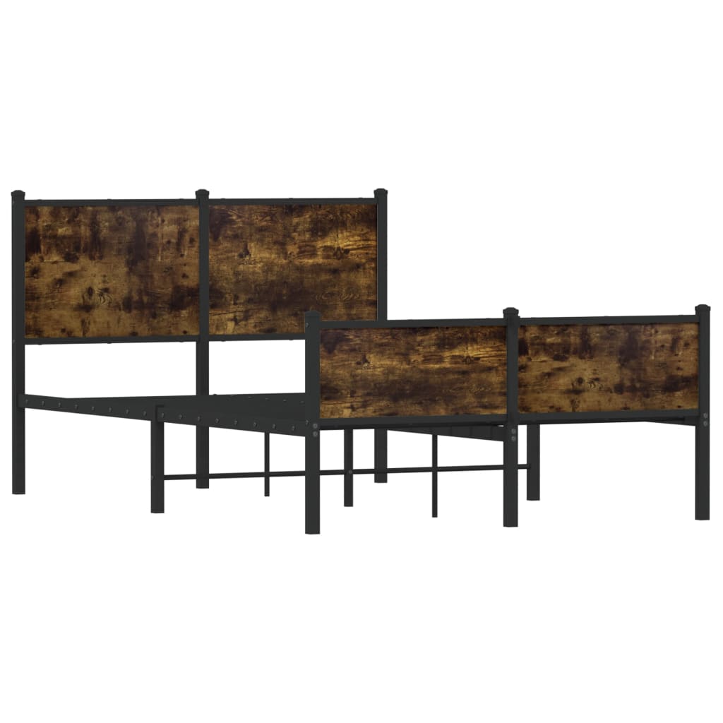 Sengeramme i metall uten madrass røkt eik 120x200 cm