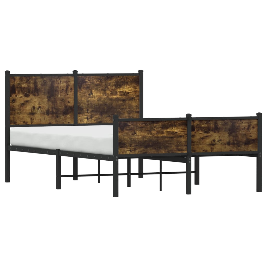 Sengeramme i metall uten madrass røkt eik 120x200 cm