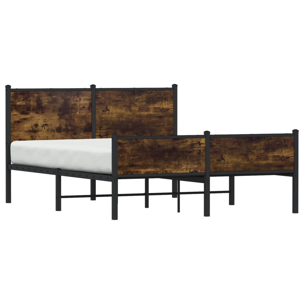 Sengeramme i metall uten madrass røkt eik 137x190 cm