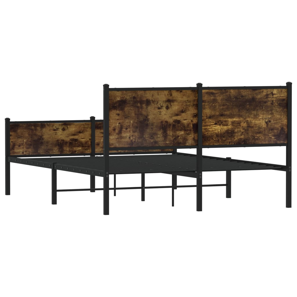 Sengeramme i metall uten madrass røkt eik 137x190 cm