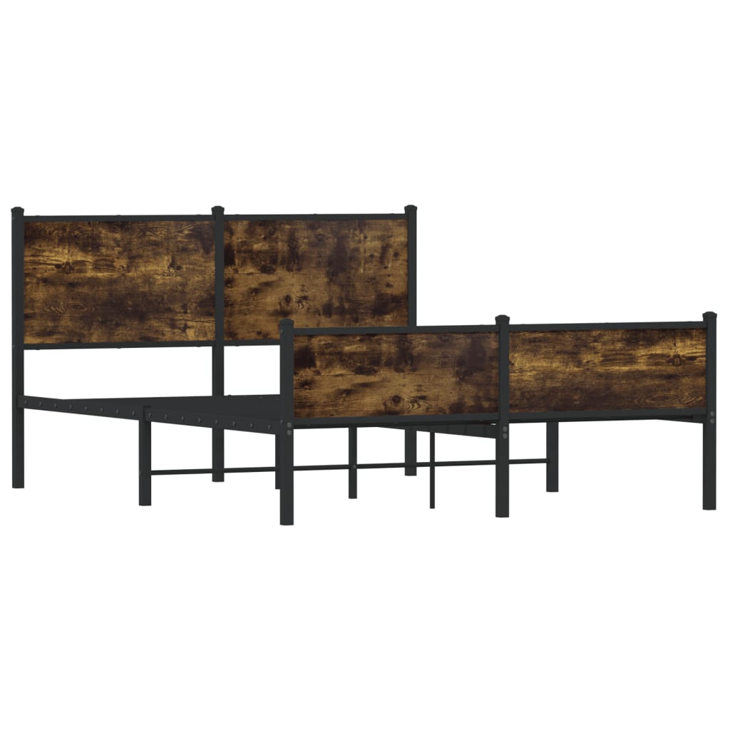 Sengeramme i metall uten madrass røkt eik 140x190 cm