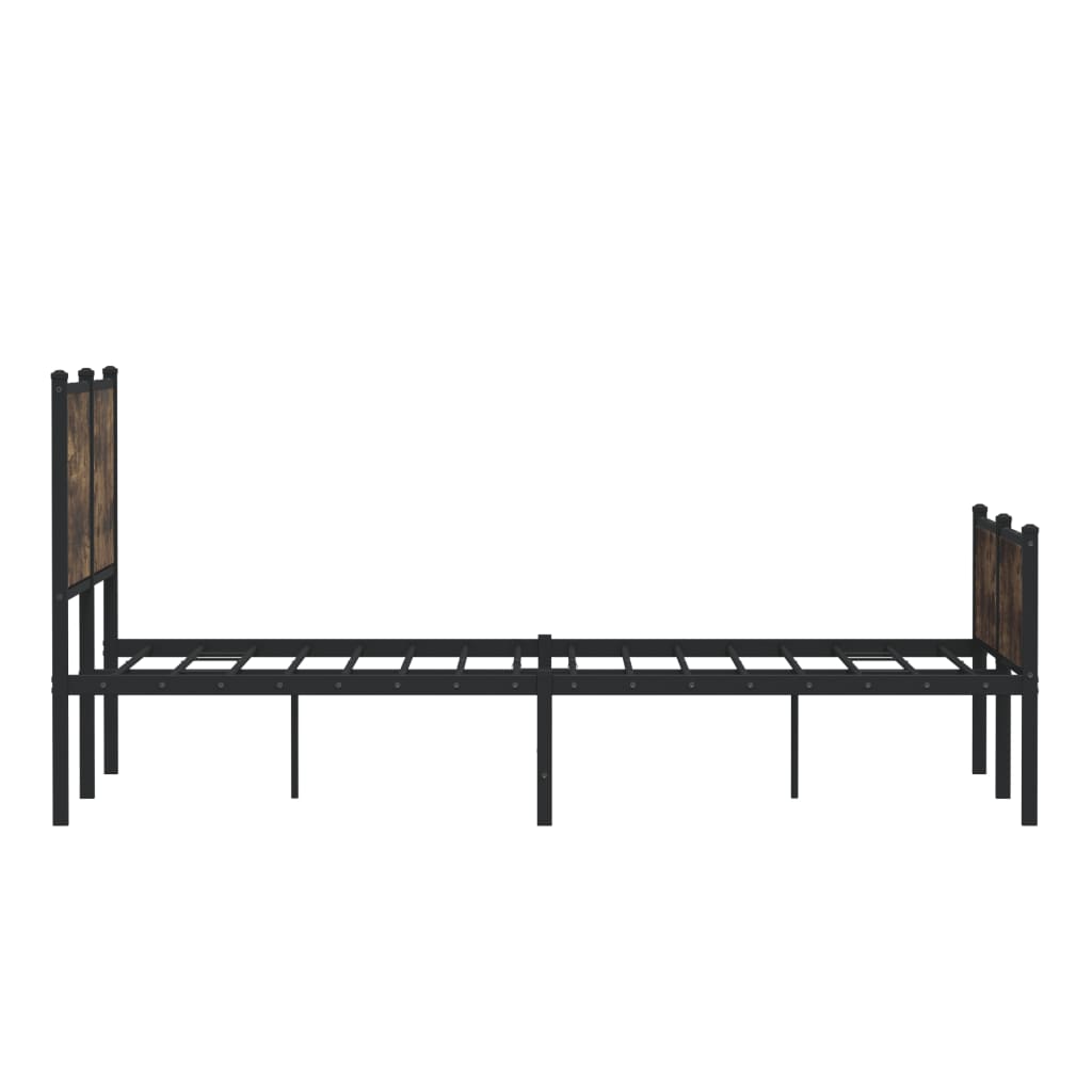 Sengeramme i metall uten madrass røkt eik 140x190 cm