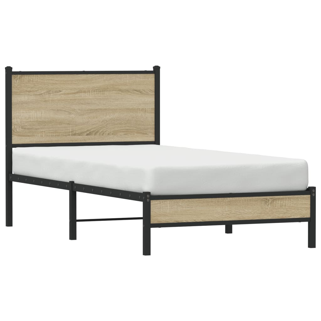 Sengeramme i metall uten madrass sonoma eik 75x190 cm