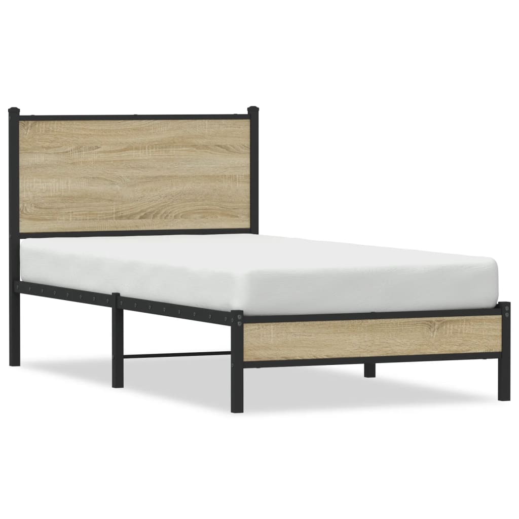 Sengeramme i metall uten madrass sonoma eik 90x190 cm