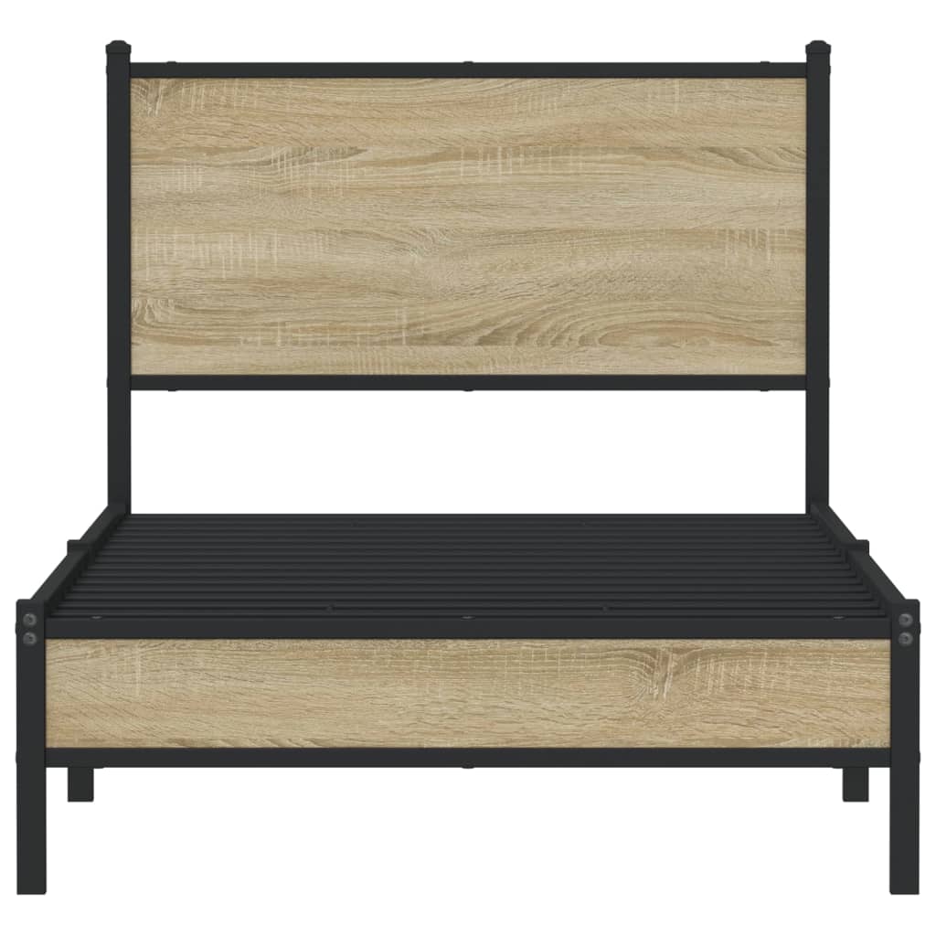 Sengeramme i metall uten madrass sonoma eik 90x190 cm vidaXL