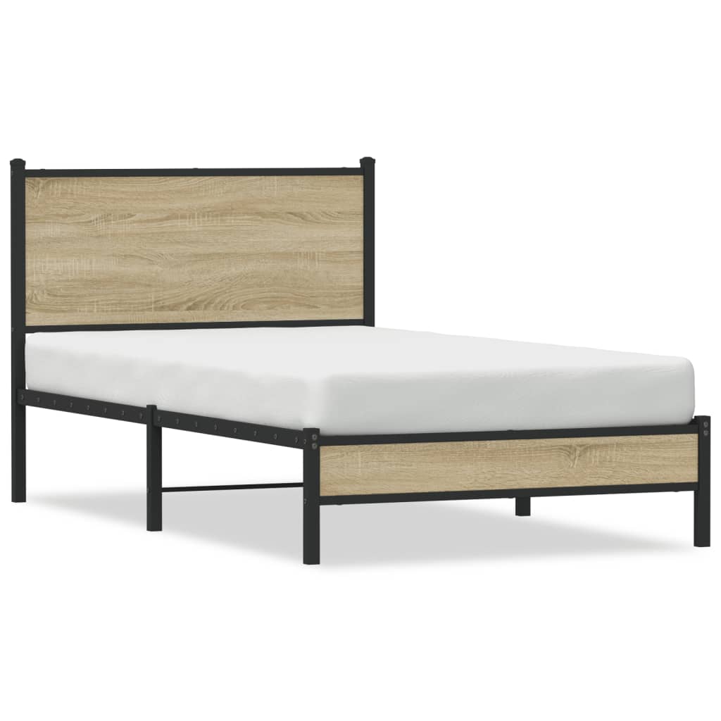 Sengeramme i metall uten madrass sonoma eik 100x190 cm vidaXL