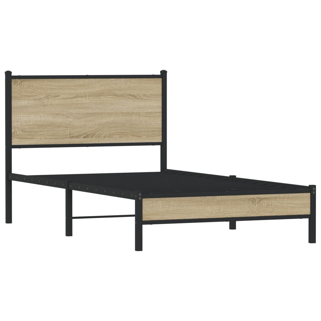 Sengeramme i metall uten madrass sonoma eik 100x190 cm vidaXL