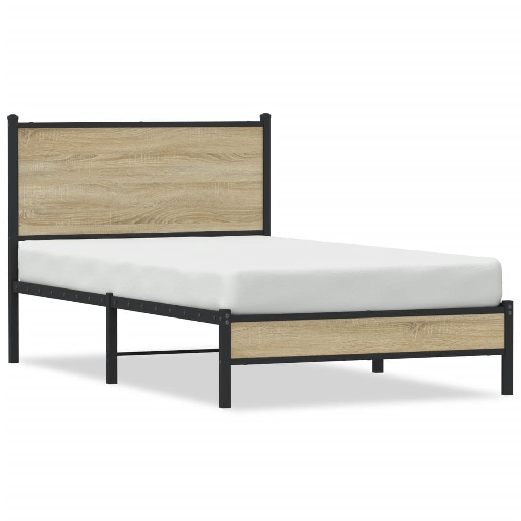 Sengeramme i metall uten madrass sonoma eik 100x200 cm
