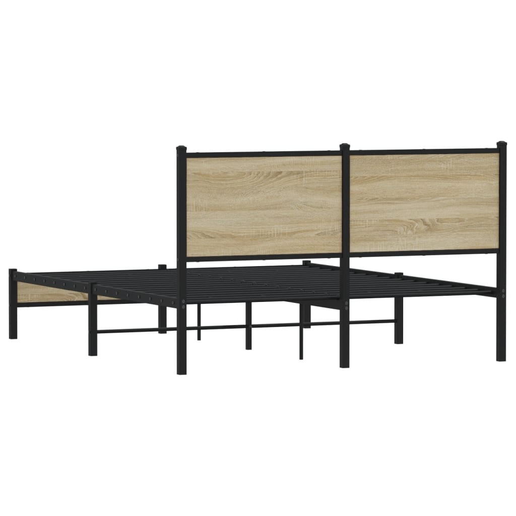 Sengeramme i metall uten madrass sonoma eik 137x190 cm