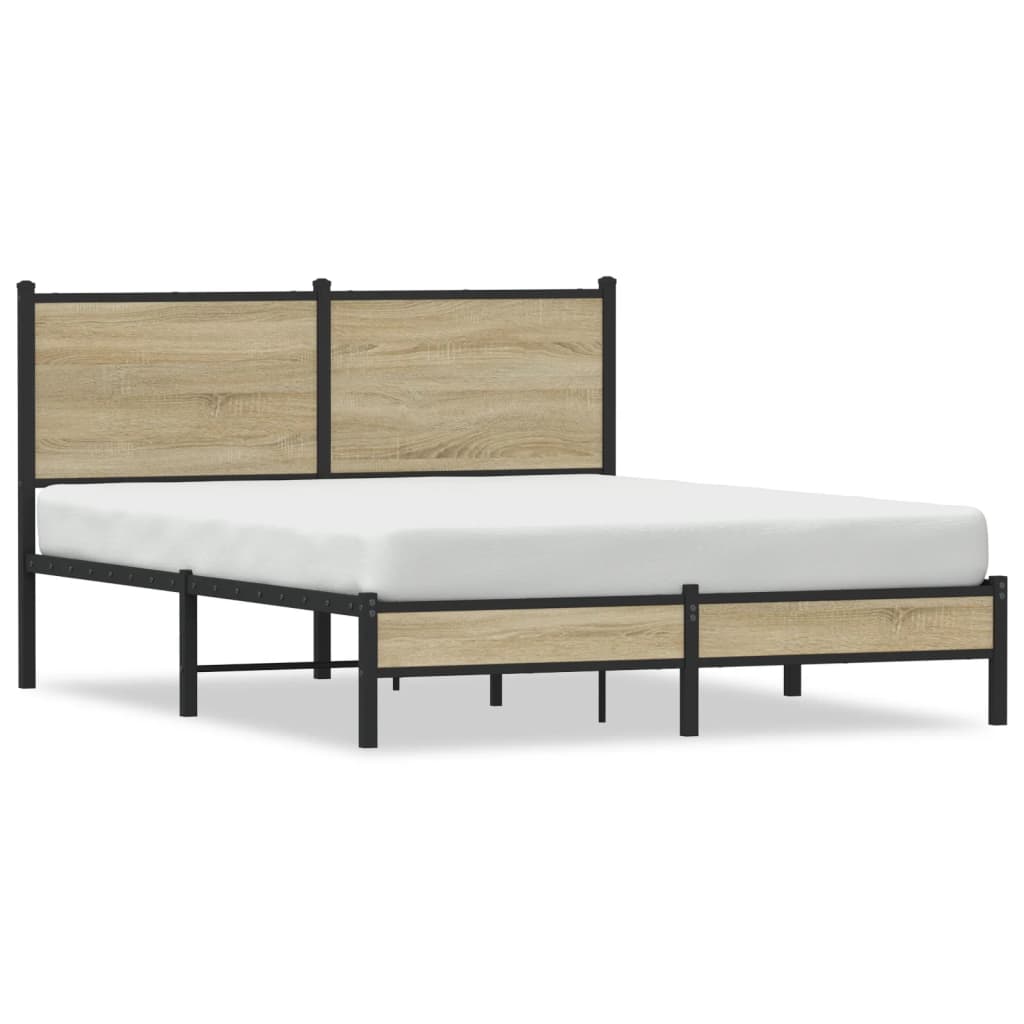 Sengeramme i metall uten madrass sonoma eik 140x200 cm vidaXL