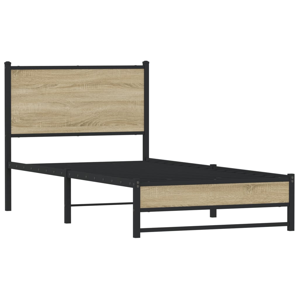 Sengeramme i metall uten madrass sonoma eik 90x190 cm