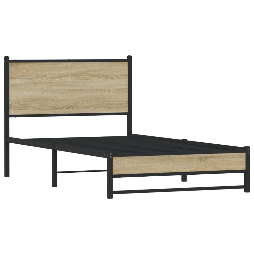 Sengeramme i metall uten madrass sonoma eik 100x190 cm
