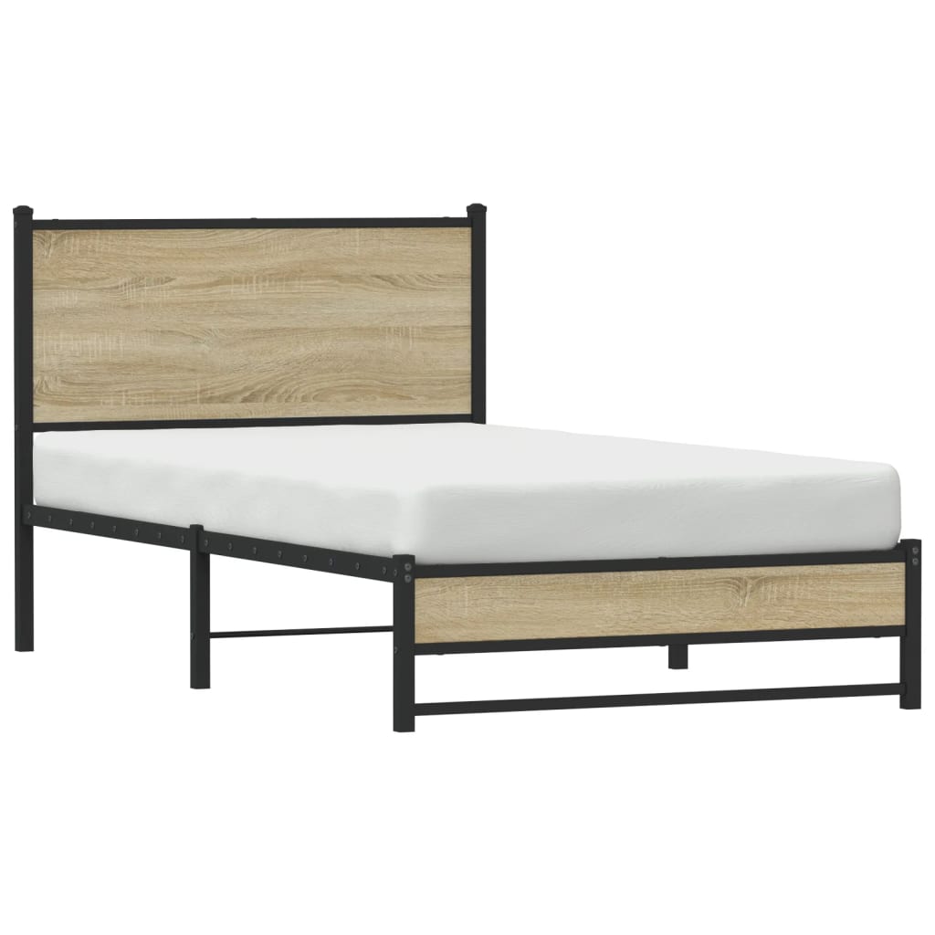 Sengeramme i metall uten madrass sonoma eik 100x190 cm