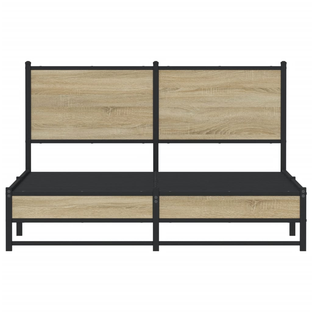 Sengeramme i metall uten madrass sonoma eik 137x190 cm