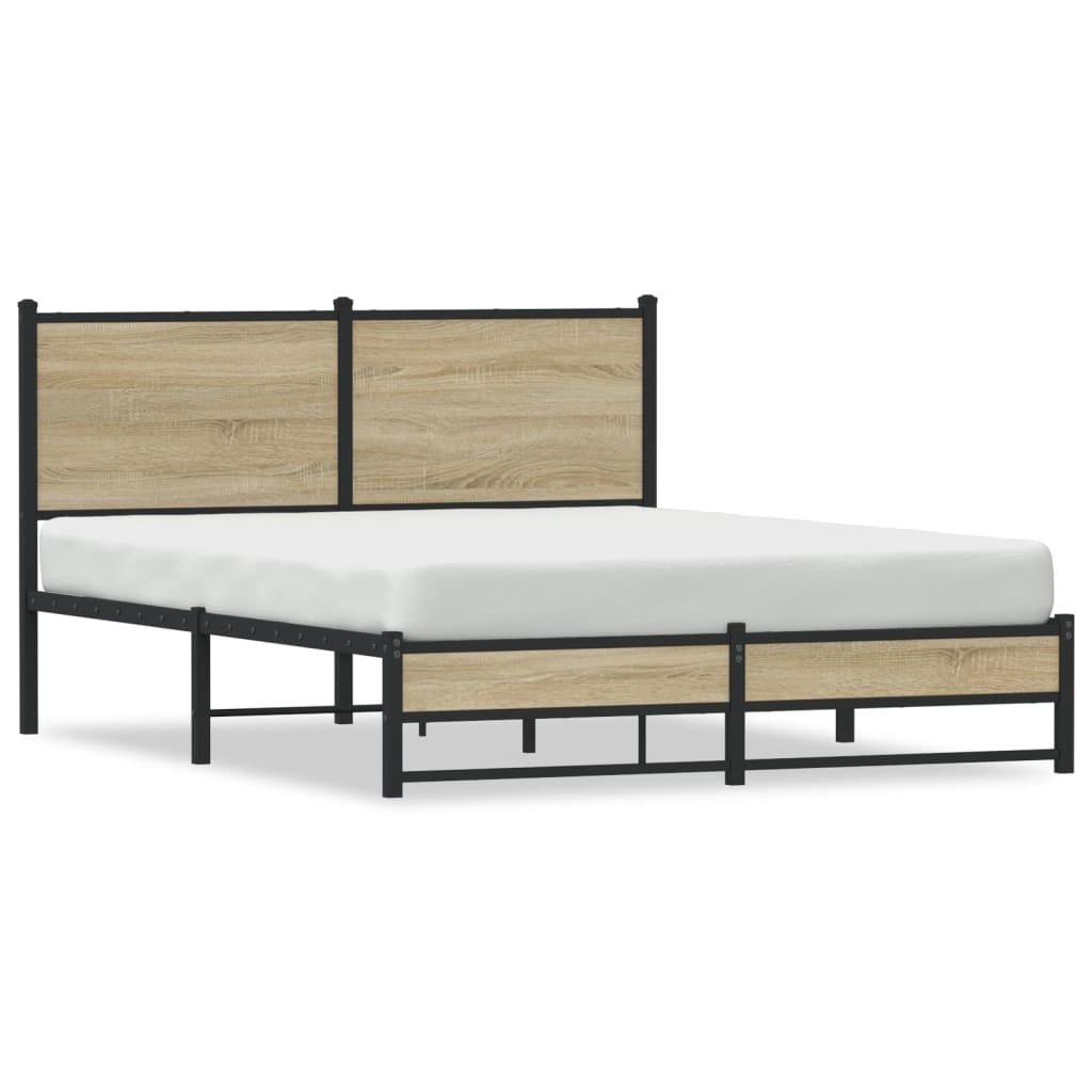 Sengeramme i metall uten madrass sonoma eik 137x190 cm
