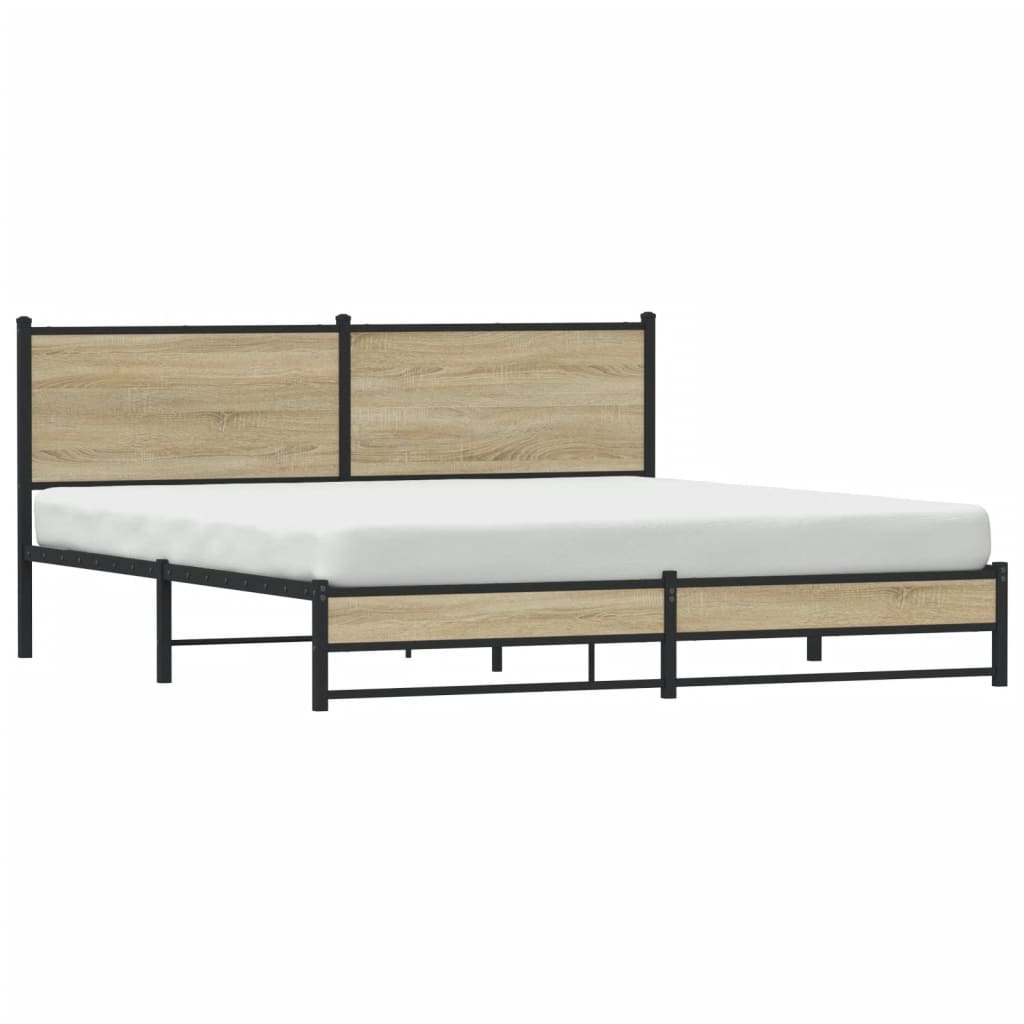 Sengeramme i metall uten madrass sonoma eik 160x200 cm