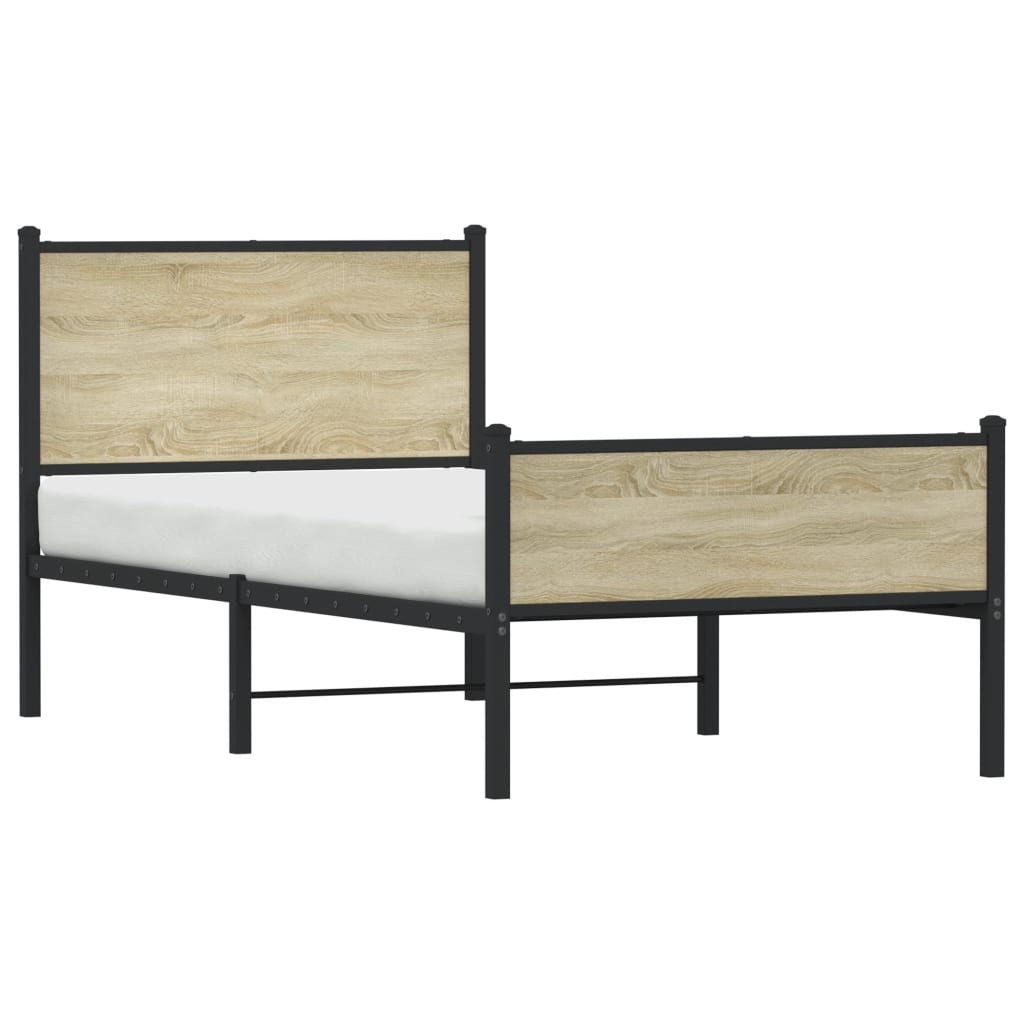 Sengeramme i metall uten madrass sonoma eik 75x190 cm