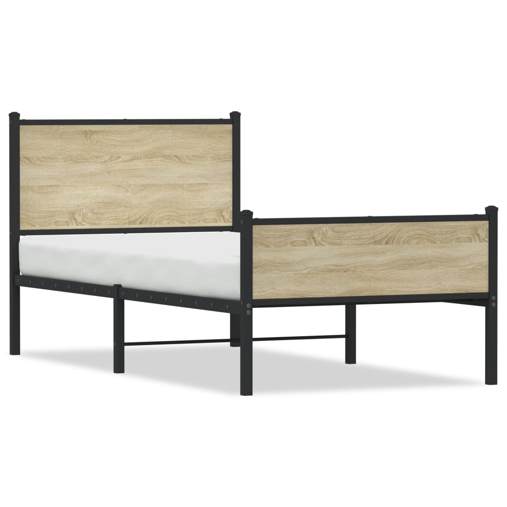 Sengeramme i metall uten madrass sonoma eik 75x190 cm