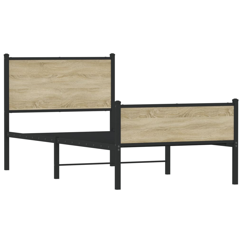 Sengeramme i metall uten madrass sonoma eik 90x190 cm