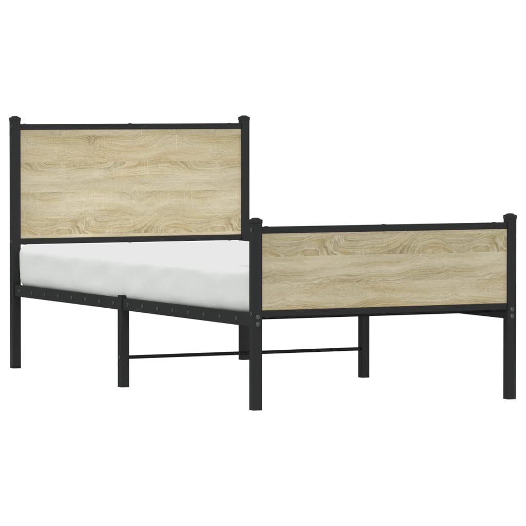 Sengeramme i metall uten madrass sonoma eik 100x190 cm