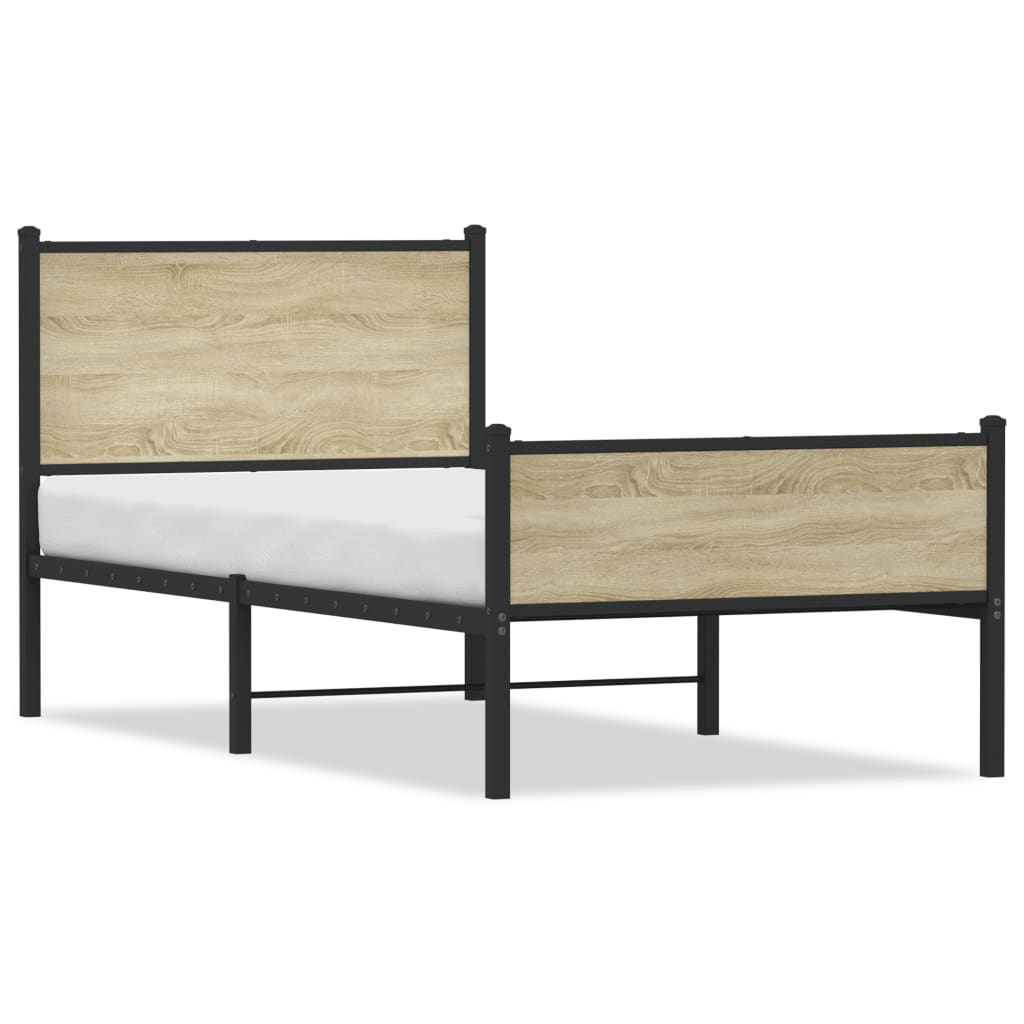 Sengeramme i metall uten madrass sonoma eik 107x203 cm