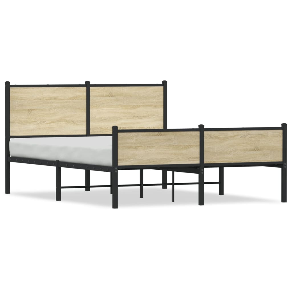 Sengeramme i metall uten madrass sonoma eik 137x190 cm