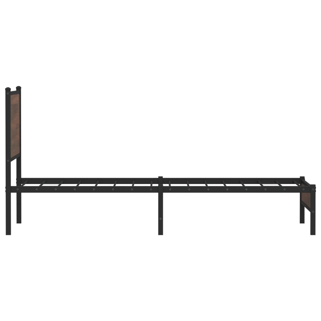 Sengeramme i metall uten madrass brun eik 80x200 cm