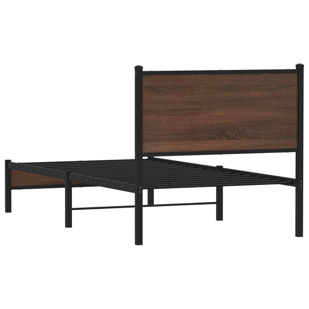 Sengeramme i metall uten madrass brun eik 80x200 cm