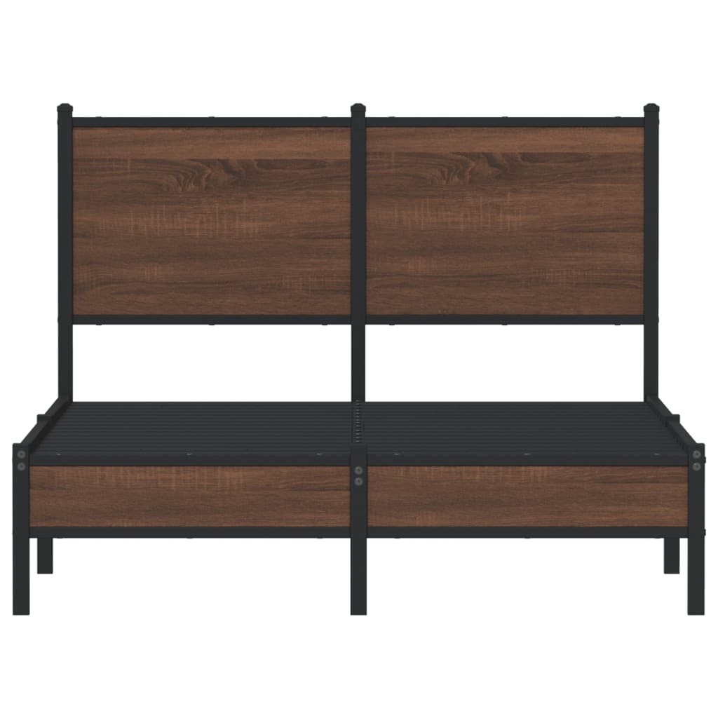 Sengeramme i metall uten madrass brun eik 120x190 cm