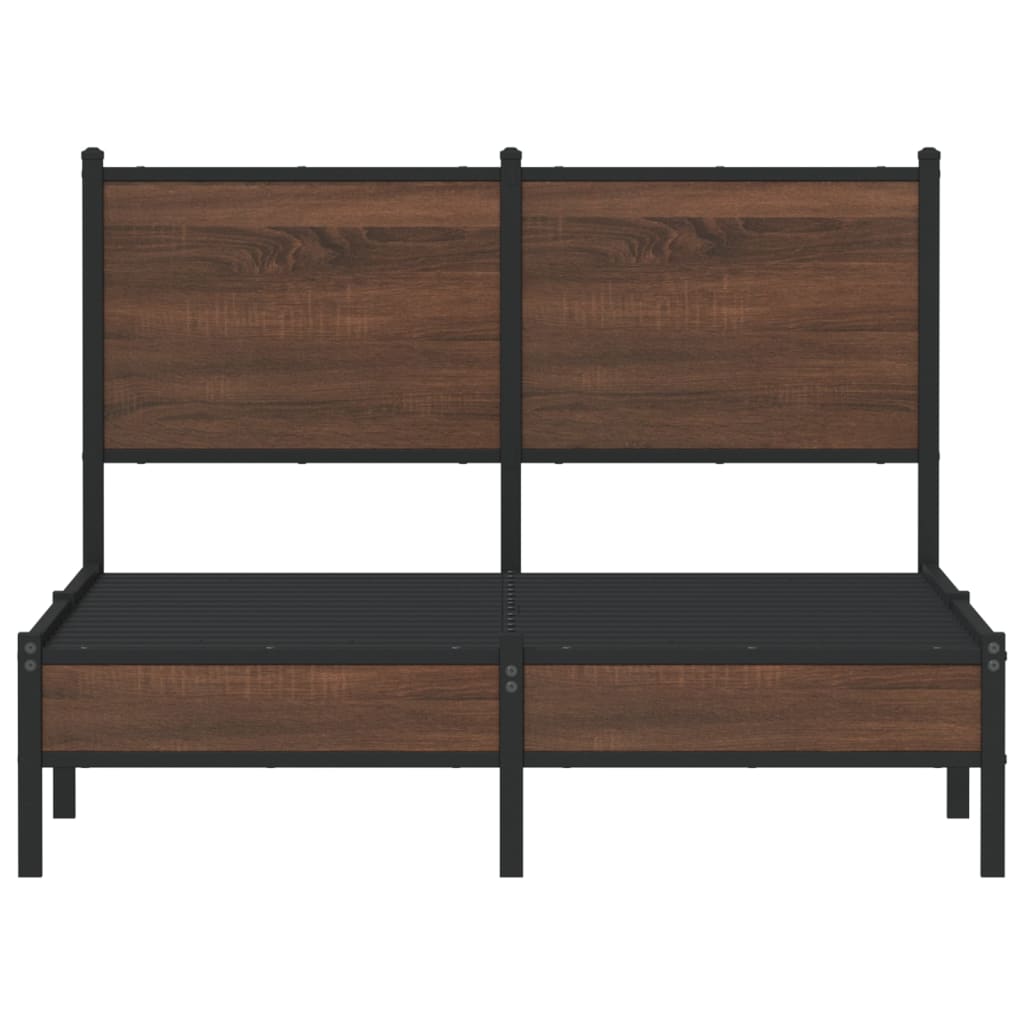 Sengeramme i metall uten madrass brun eik 120x200 cm