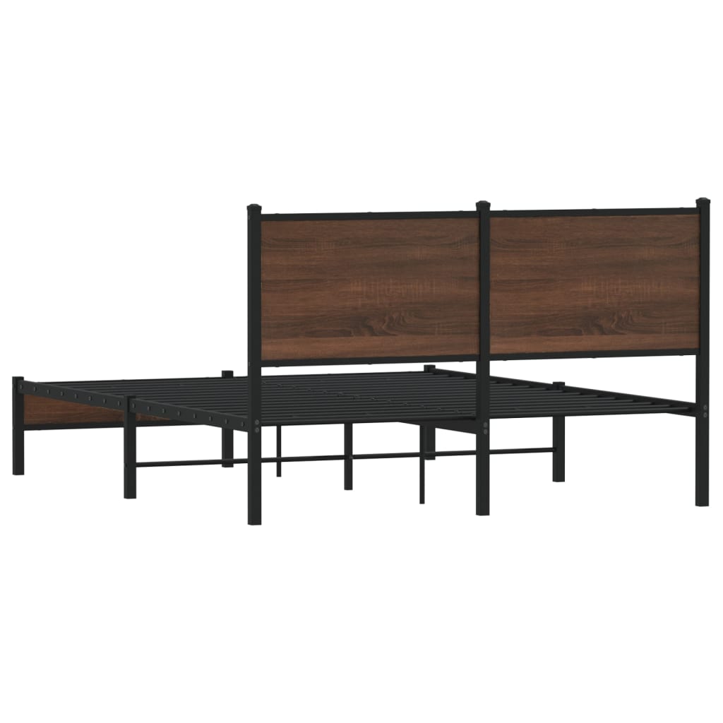 Sengeramme i metall uten madrass brun eik 137x190 cm