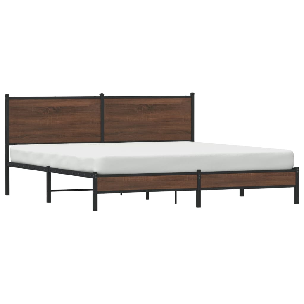 Sengeramme i metall uten madrass brun eik 160x200 cm