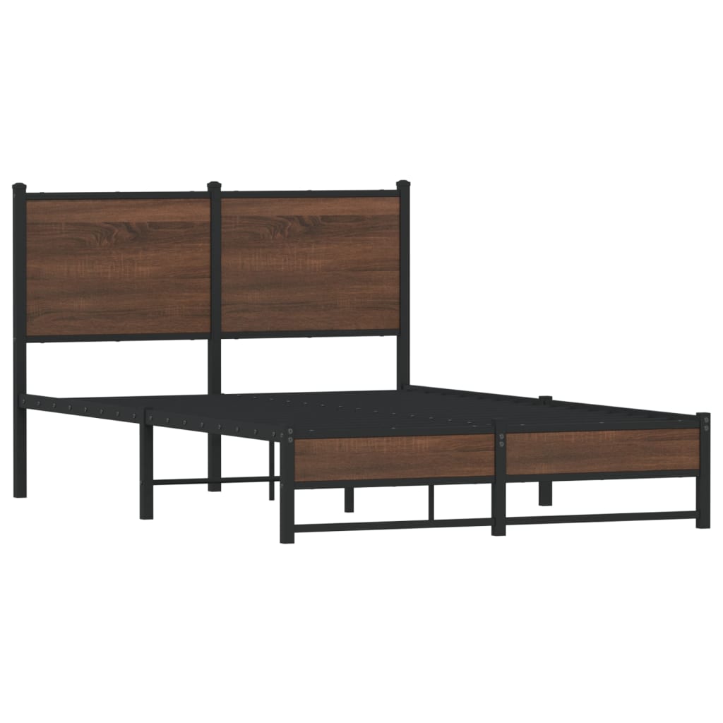 Sengeramme i metall uten madrass brun eik 120x190 cm