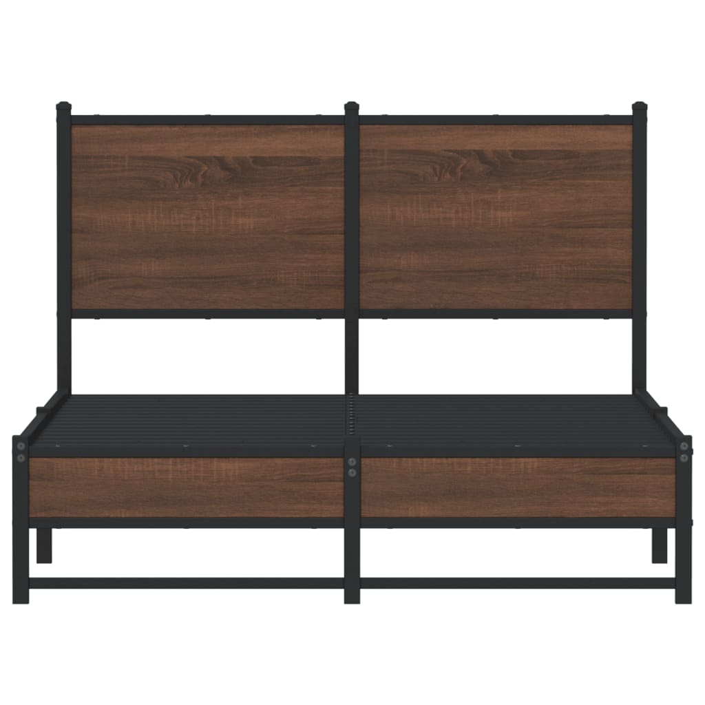 Sengeramme i metall uten madrass brun eik 120x190 cm