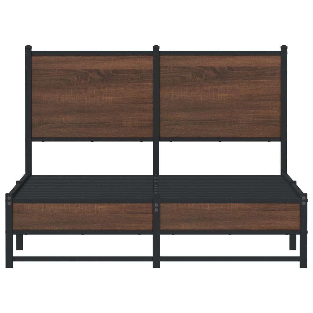 Sengeramme i metall uten madrass brun eik 120x200 cm