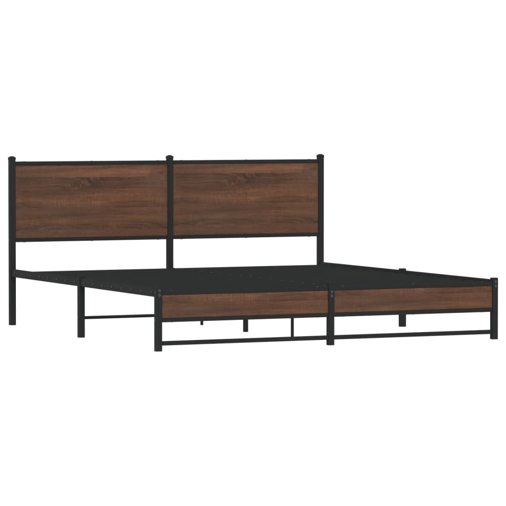 Sengeramme i metall uten madrass brun eik 160x200 cm vidaXL