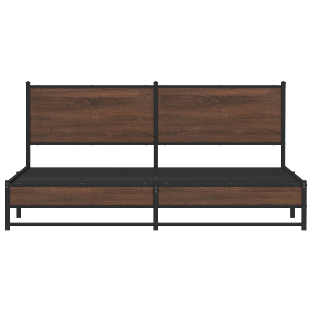 Sengeramme i metall uten madrass brun eik 160x200 cm vidaXL