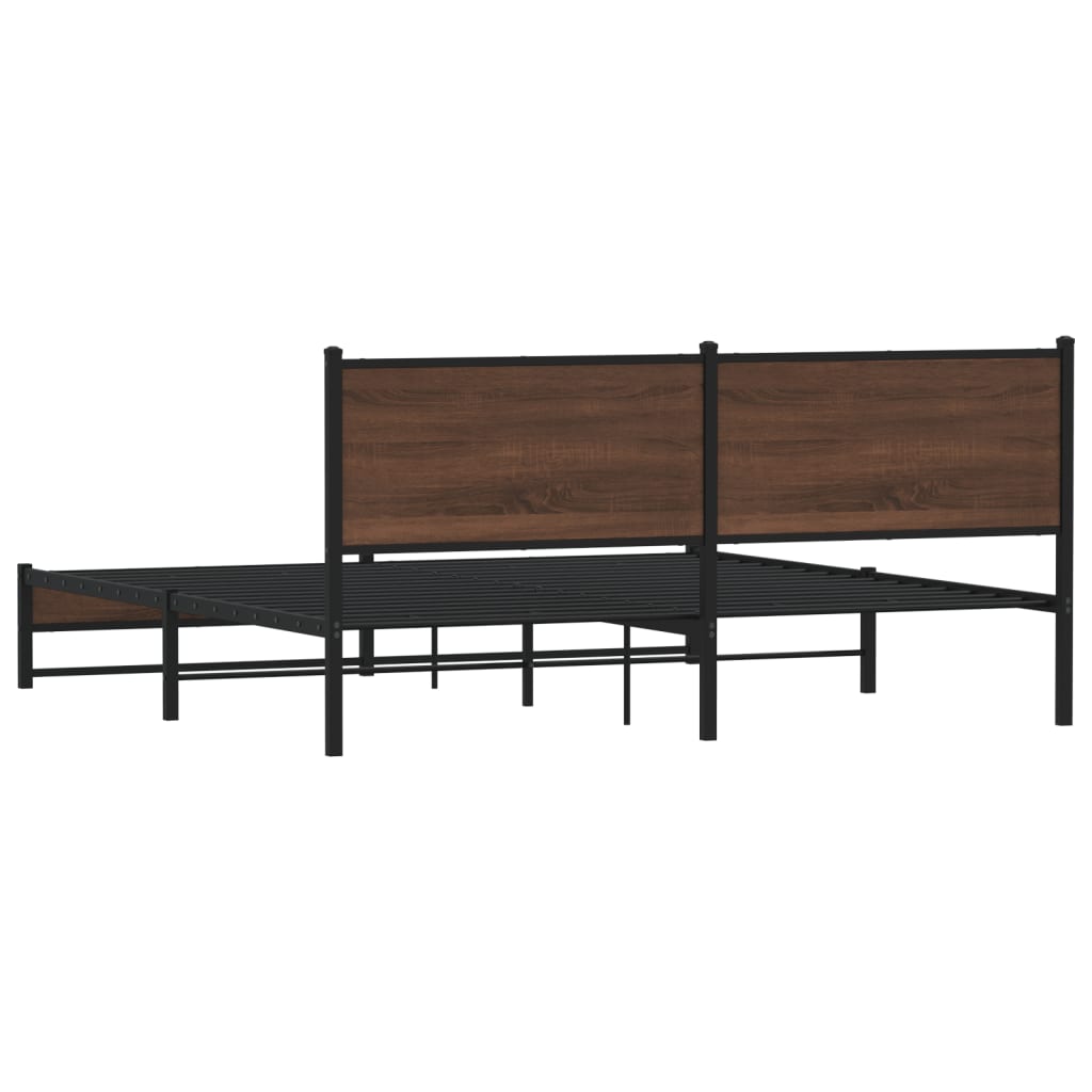 Sengeramme i metall uten madrass brun eik 160x200 cm