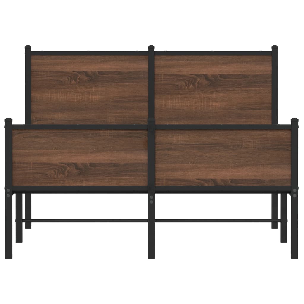 Sengeramme i metall uten madrass brun eik 120x190 cm